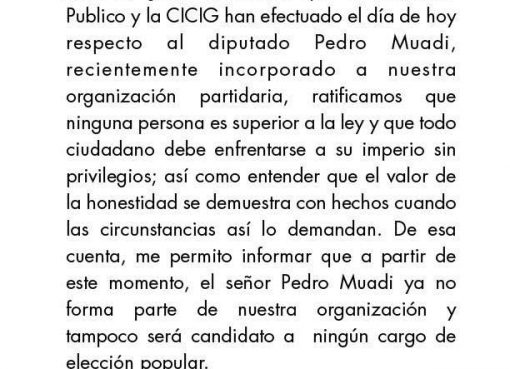 Comunicado de Roberto González y el Partido CREO